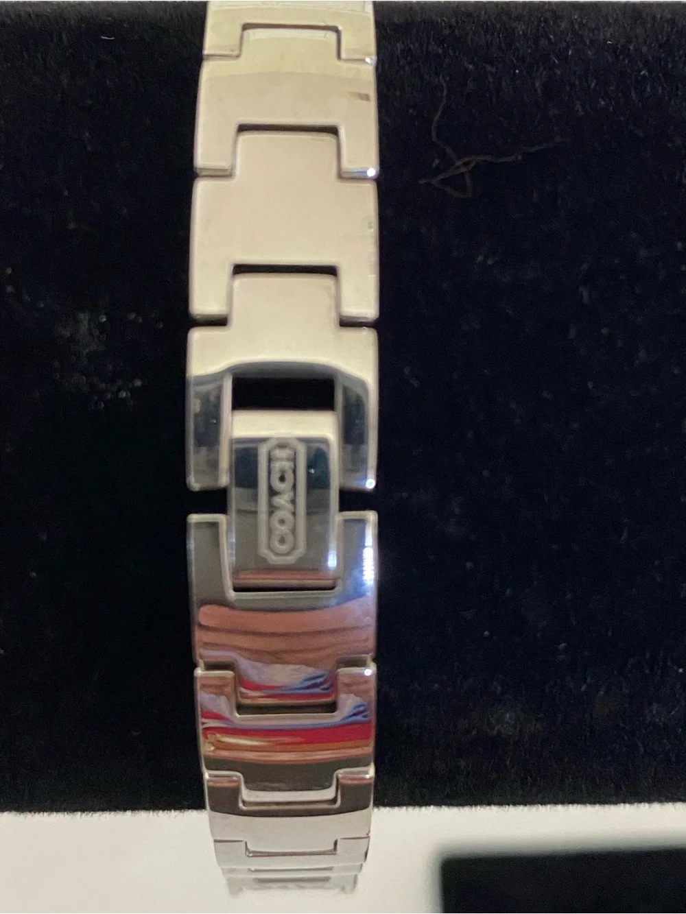 Coach Signature 0277 Silver Bangle Watch with Crystals and Mother-of-Pearl Dial